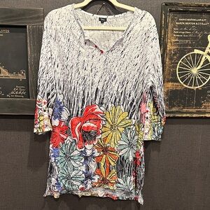 Vibrant Floral V-Neck Tunic